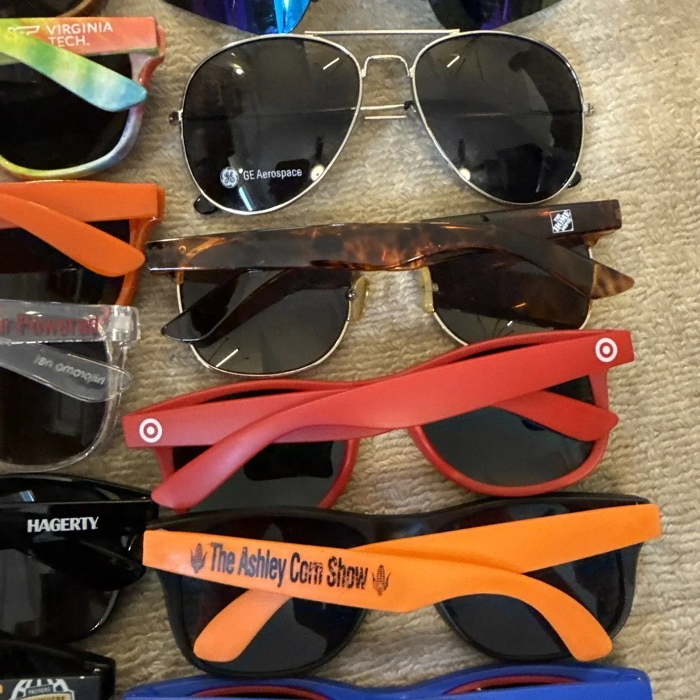 Lot of 33 NEW Logo Sunglasses: Target, LLBean, Nat'l Guard, Multiple Colors--NWT